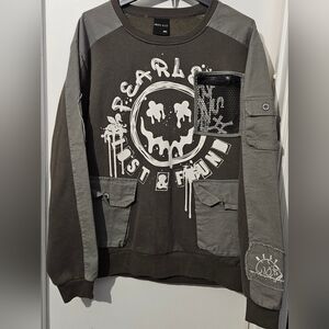 Smoke Rise Men's Gray And White  Sweater And Jogger Set 2xl